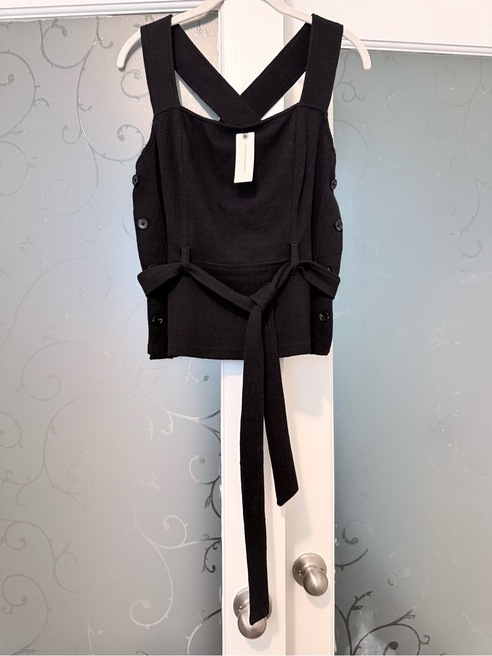 Current Air by Anthropologie Black Cross-Back Tie-Waist Tank